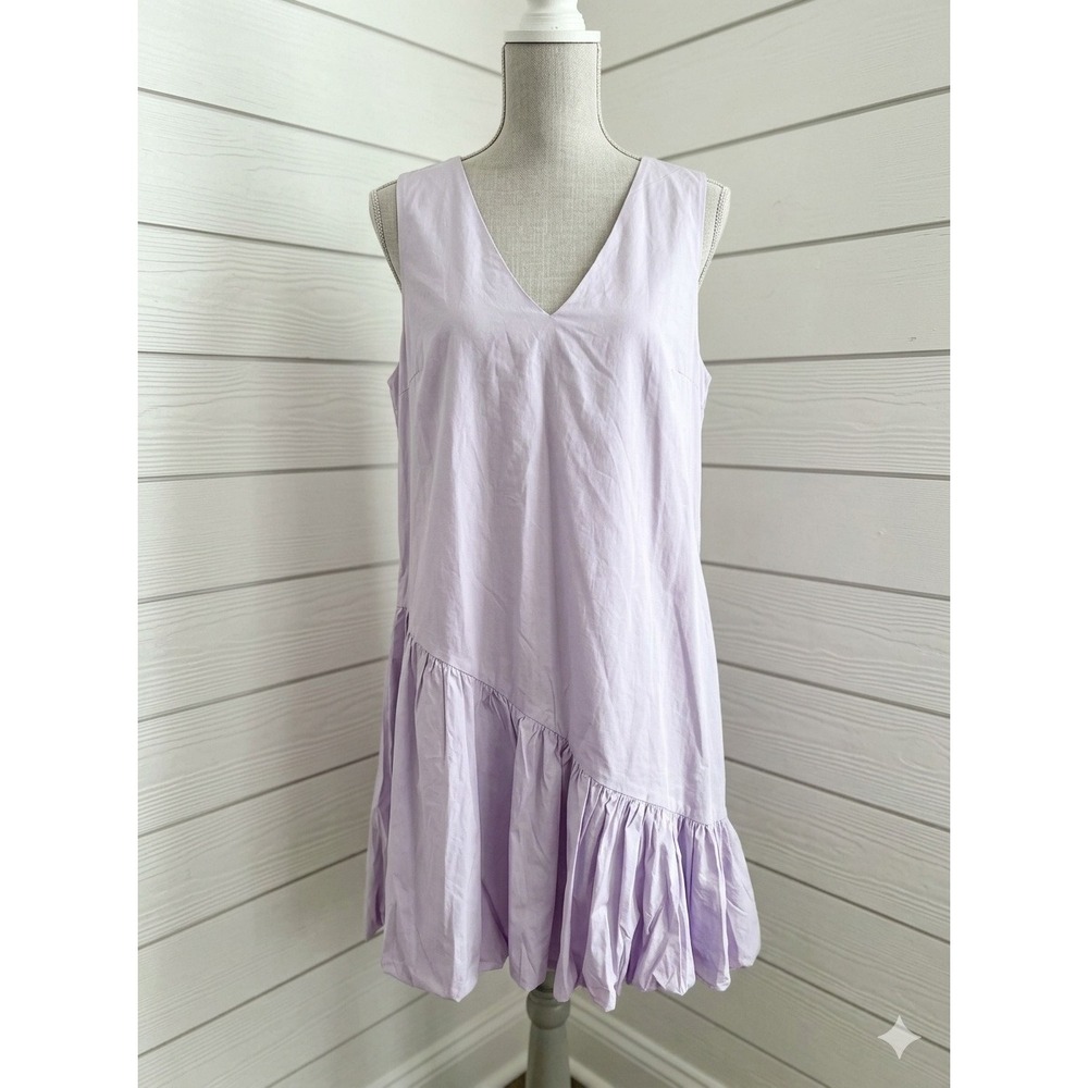 TCEC Purple Lavendar Asymmetrical Ruffle Bubble Hem Sleeveless Mini Dress L